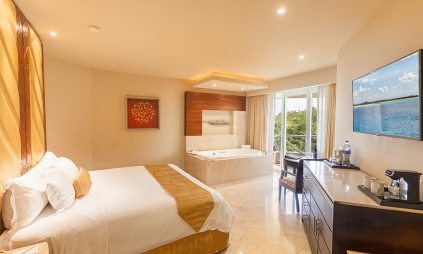 spacious suite with soaking tub