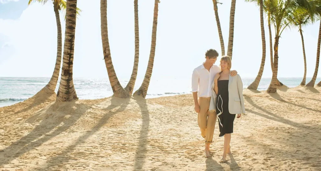 couple walking on beach