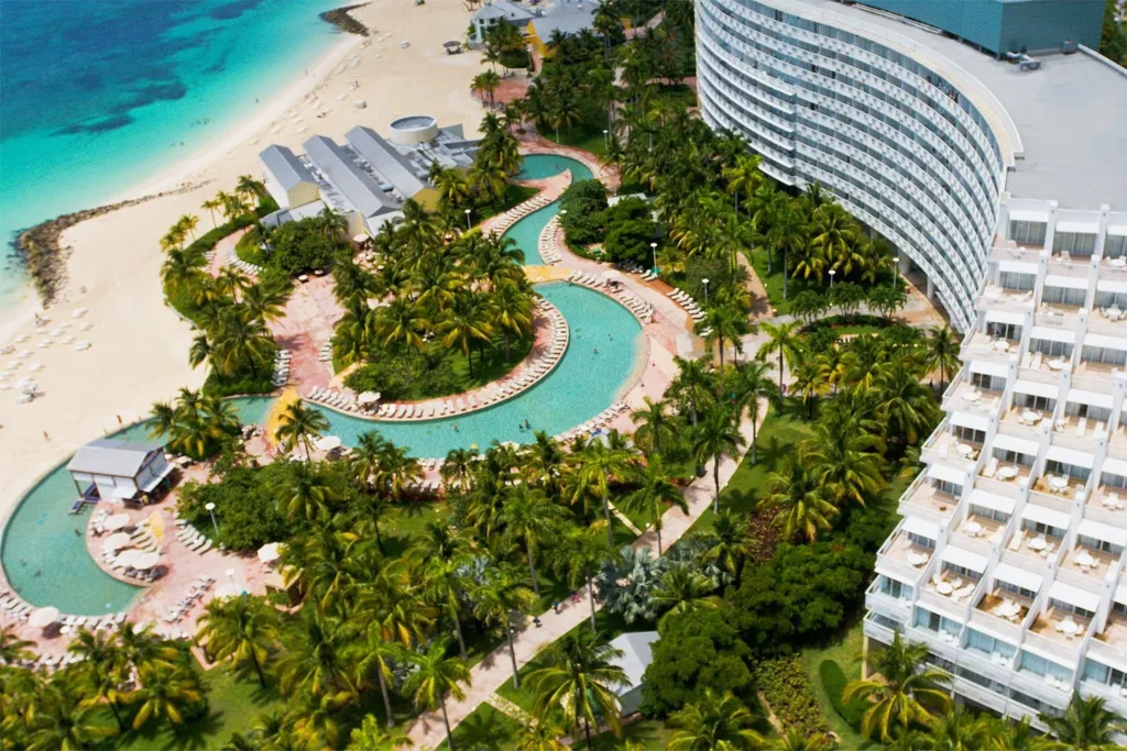 large pool adjacent to beach at Grand Lucayan Bahama Island