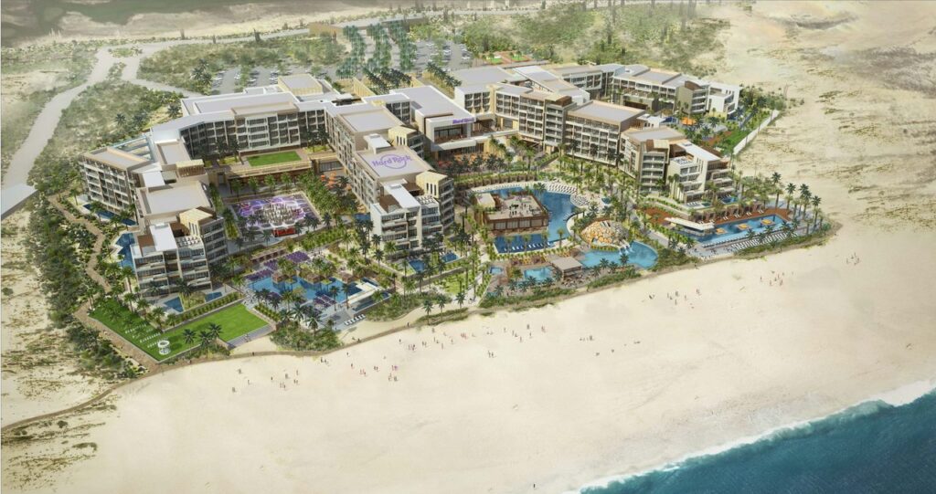 aerial view of hard rock hotel los cabos