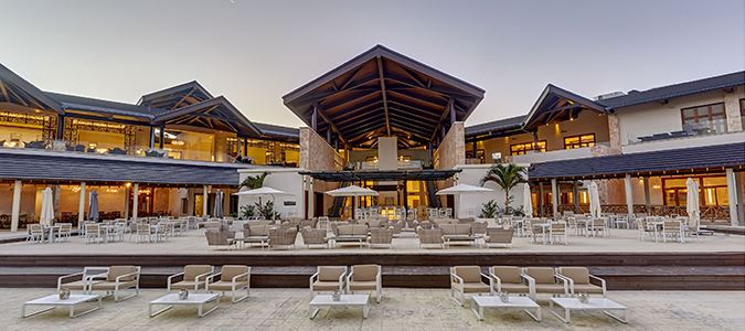 sun loungers around pool