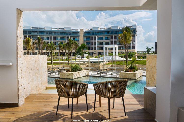 balcony overlooking pool