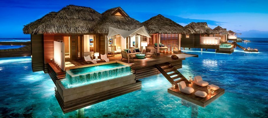 Over the water bungalow at Sandals Royal Caribbean