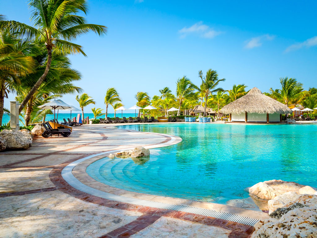resort pool next to beach