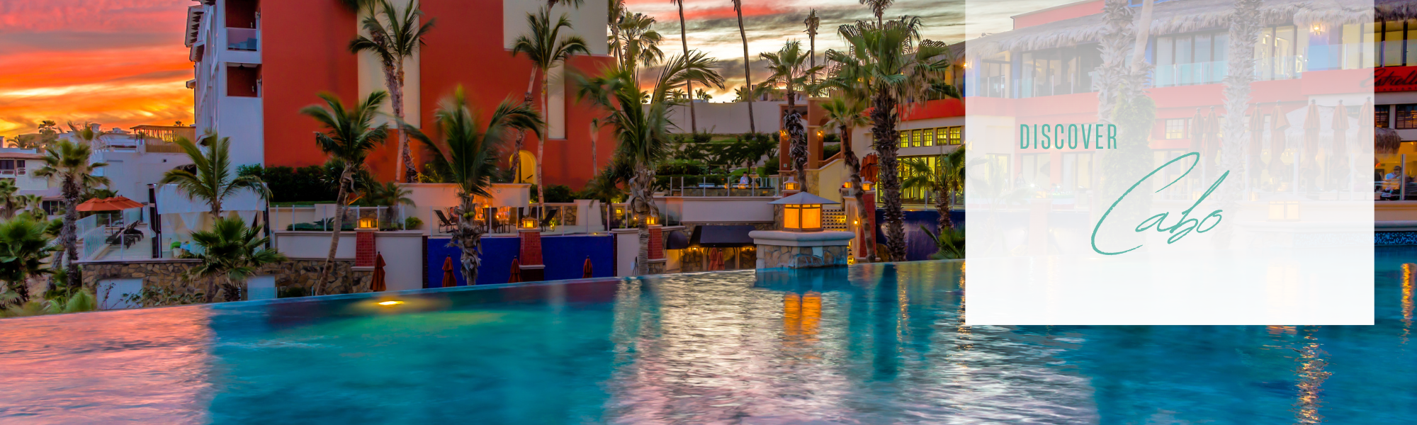pool at beautiful sunset in cabo san lucas