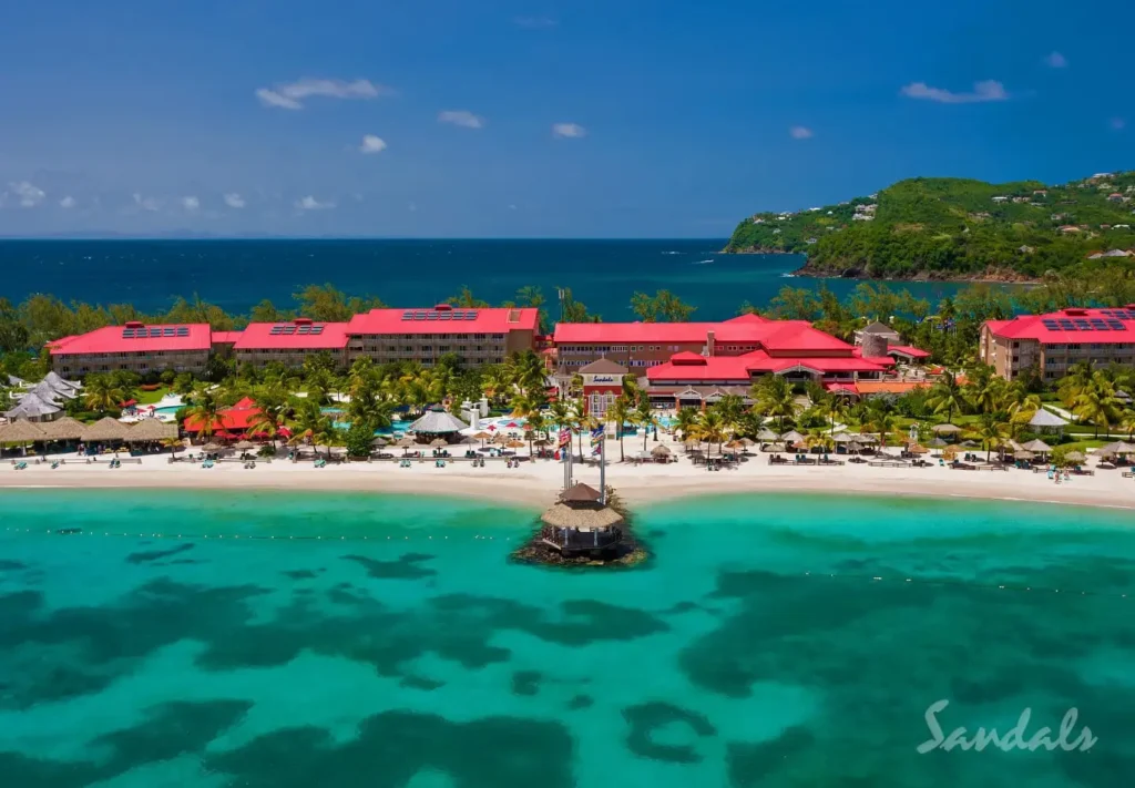 aerial view of beach at Sandals Grande St. Lucian