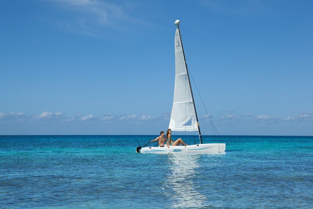 couple on sail boat