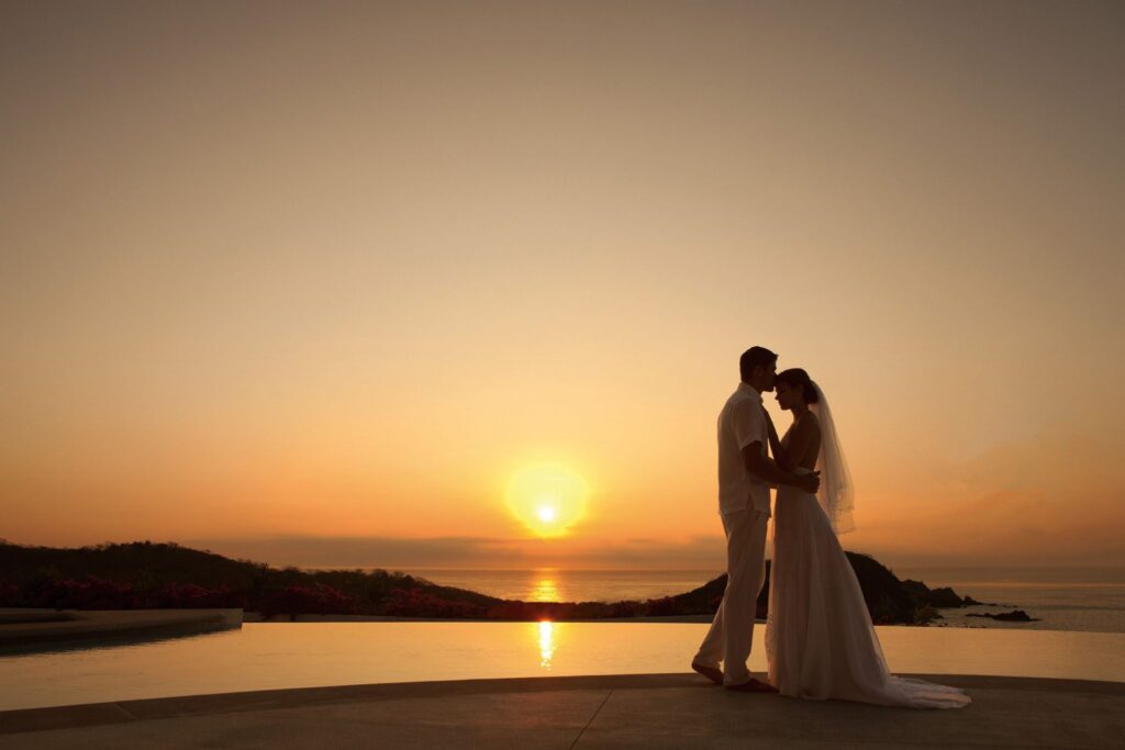 beach wedding at sunset