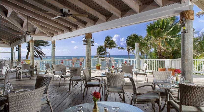 open air restaurant overlooking ocean at St. James Club and Villas