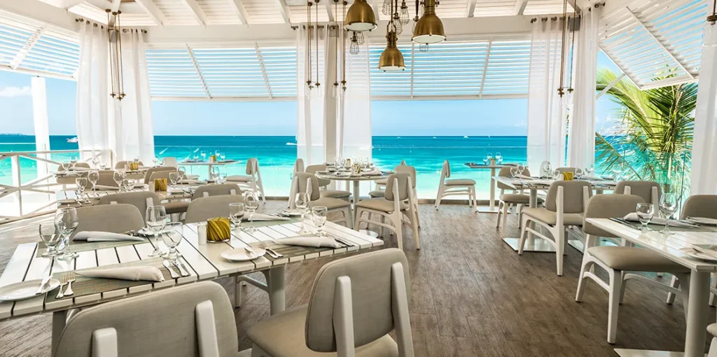 oceanfront outdoor dining at azul sensatori resort in negril, jamaica