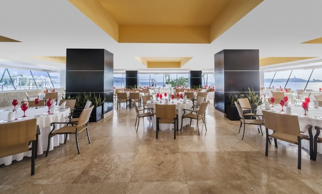 dining area with ocean views