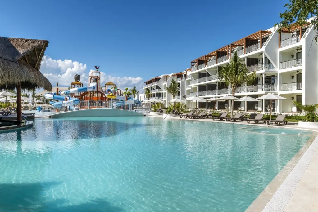 pool with waterslide