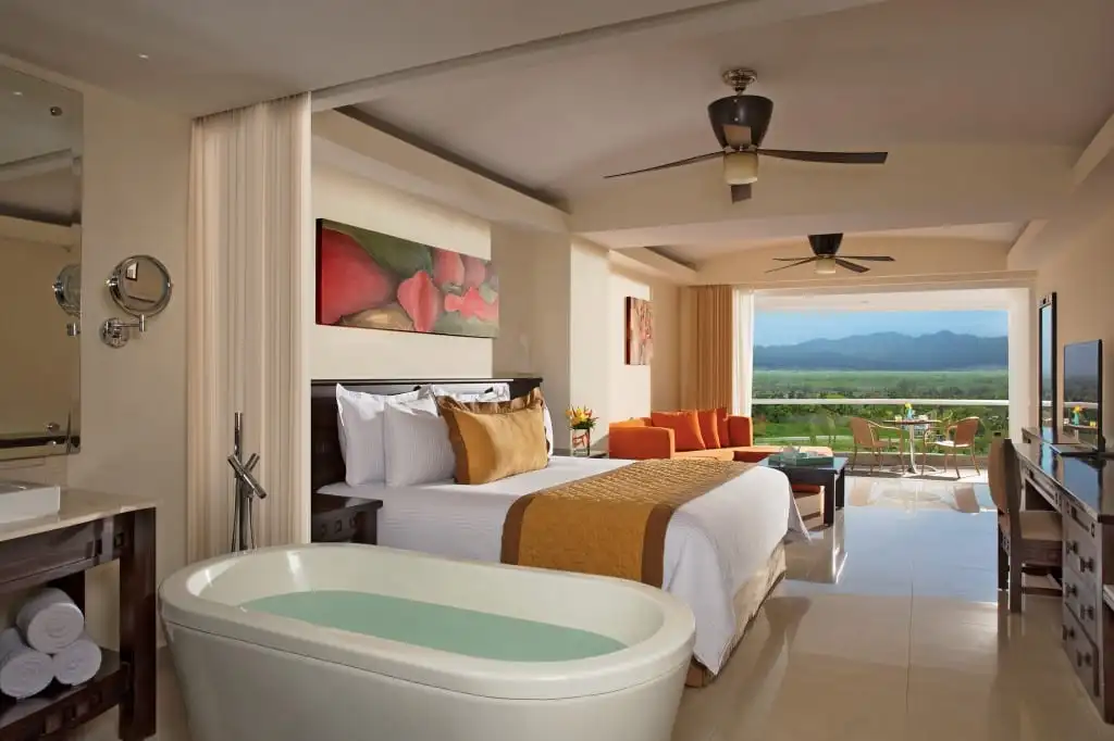 luxurious suite with soaking tub at Dreams Villamanga Nuevo Vallarta