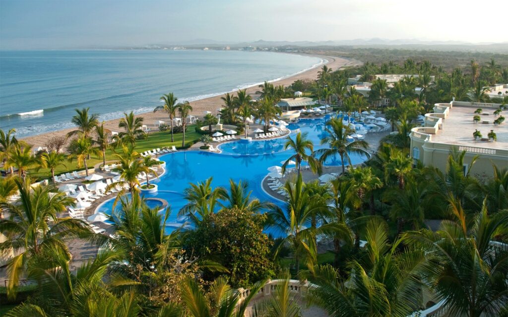 aerial view of resort pool and beach at Pueblo Bonito Emerald Bay 