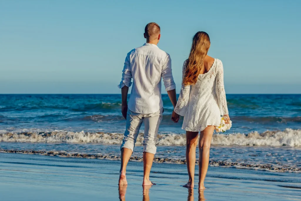 couple walking on beach